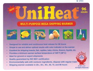 Front view of the UniHeat 96 Hour Shipping Warmer package for plants and temperature-sensitive materials.